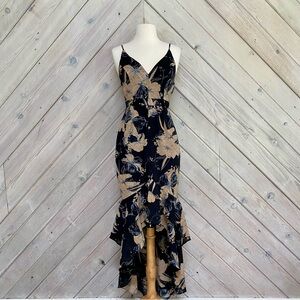 Lulus Black and Tan Floral Dress